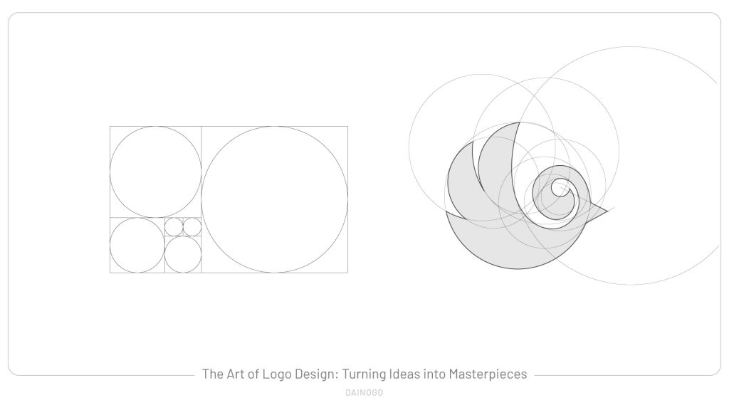 The Logo Design Process: step 8 - Bird logo using the golden ratio grid